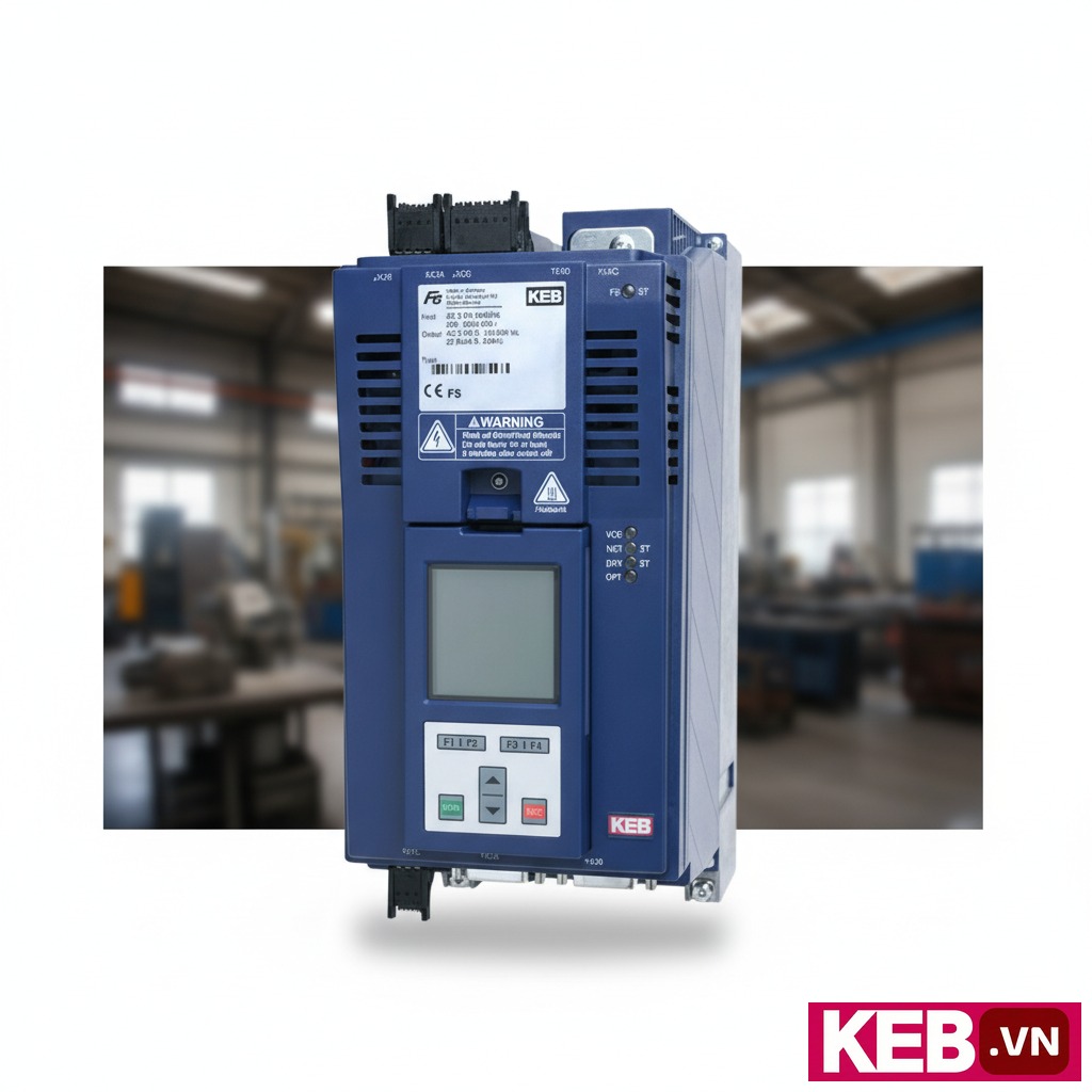 bien tan keb 22f6k14 3413 55kw 3 pha 380v can canh bien tan keb f6 compact 55kw model 22f6k14 3413 goc nghieng hien thi