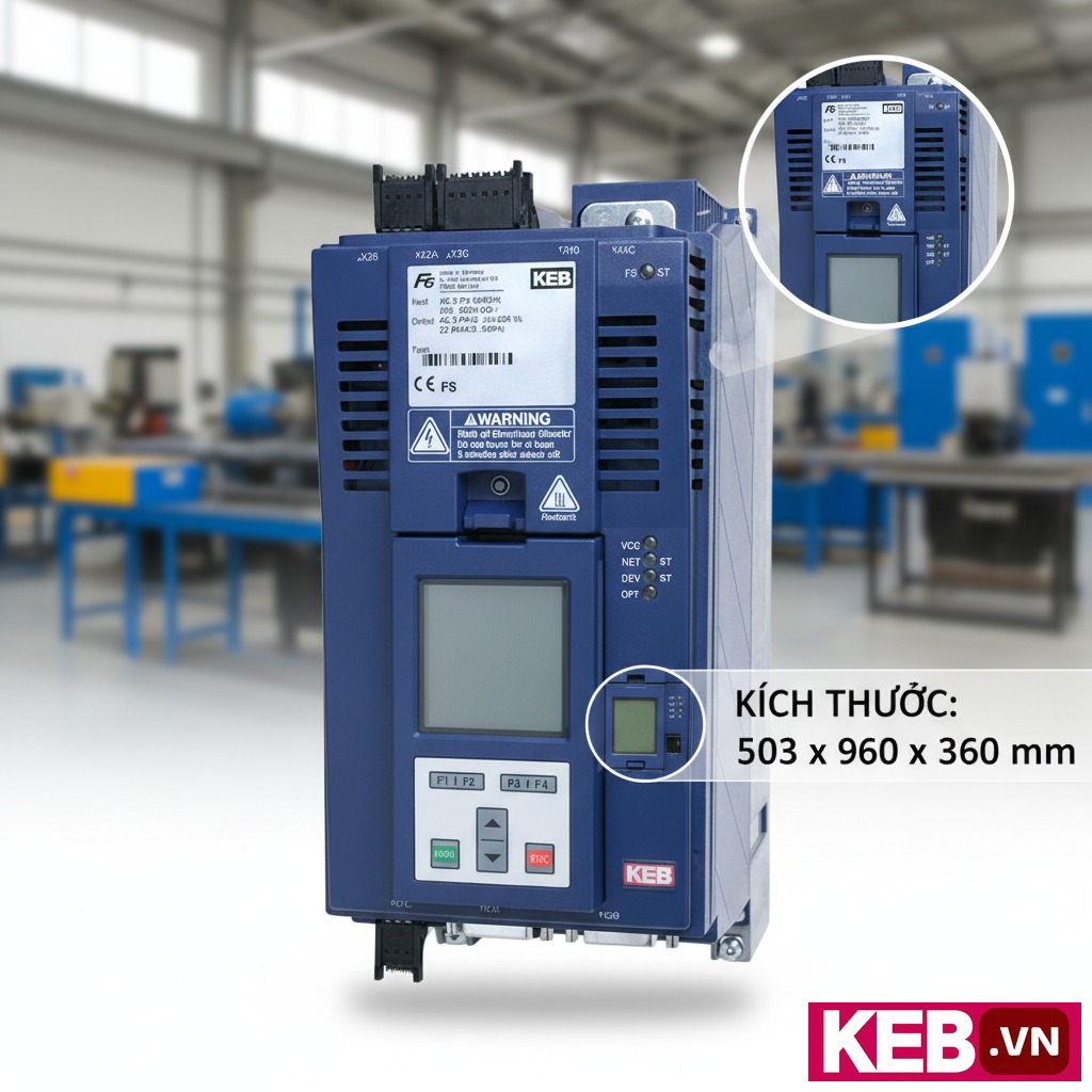 bien tan keb 30f6k19 3111 315kw 3 pha 380v anh chup bien tan keb f6 compact model 30f6k19 3111 goc nghieng phai nen tran