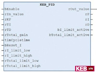 Example of a function block inside KEB's COMBIVIS 6 programming and commissioning software