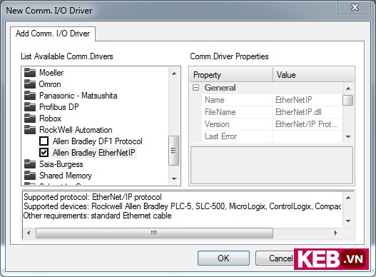 Combivis Studio HMI comm driver interface
