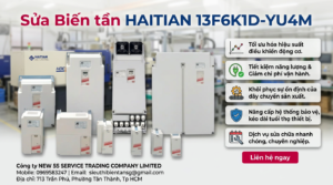 Kỹ thuật viên kiểm tra biến tần HAITIAN 13F6K1D-YU4M trên bàn test đo nguồn công suất và tín hiệu điều khiển