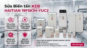 Kỹ thuật viên kiểm tra bo công suất biến tần KEB HAITIAN 19F5K1H-YUC2 trên bàn chống tĩnh điện tại xưởng sửa