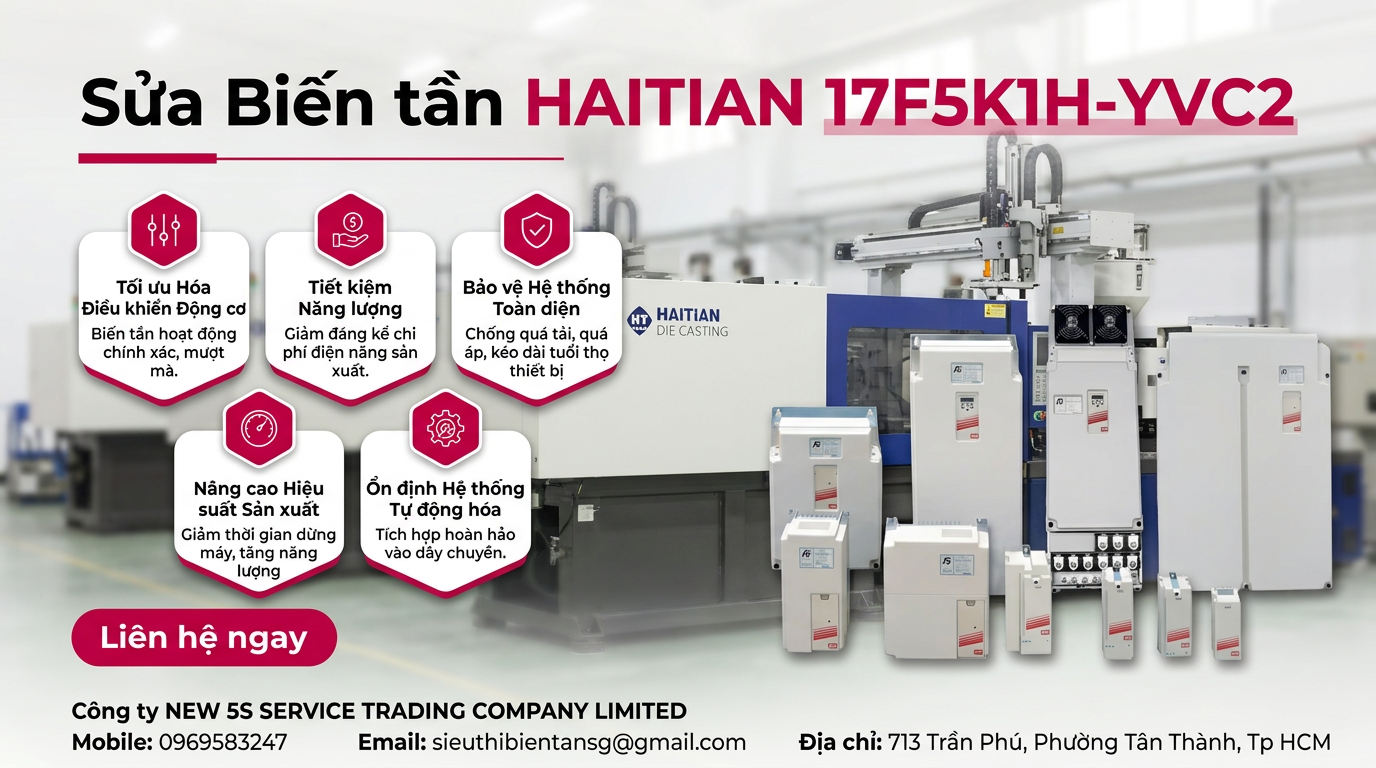 Kỹ thuật viên kiểm tra bo mạch khi sửa biến tần HAITIAN 17F5K1H-YVC2 trên bàn cách điện có thiết bị đo chuẩn