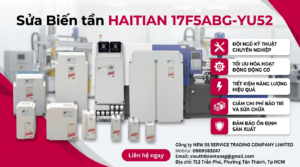 Kỹ thuật viên kiểm tra bo mạch và khối công suất biến tần HAITIAN 17F5ABG-YU52 trên bàn thao tác chống tĩnh điện